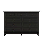 Commode à 9 tiroirs et meuble TV – Noir / Blanc / Bleu marine, MDF moderne et pieds en bois massif, 1 à 2 utilisateurs