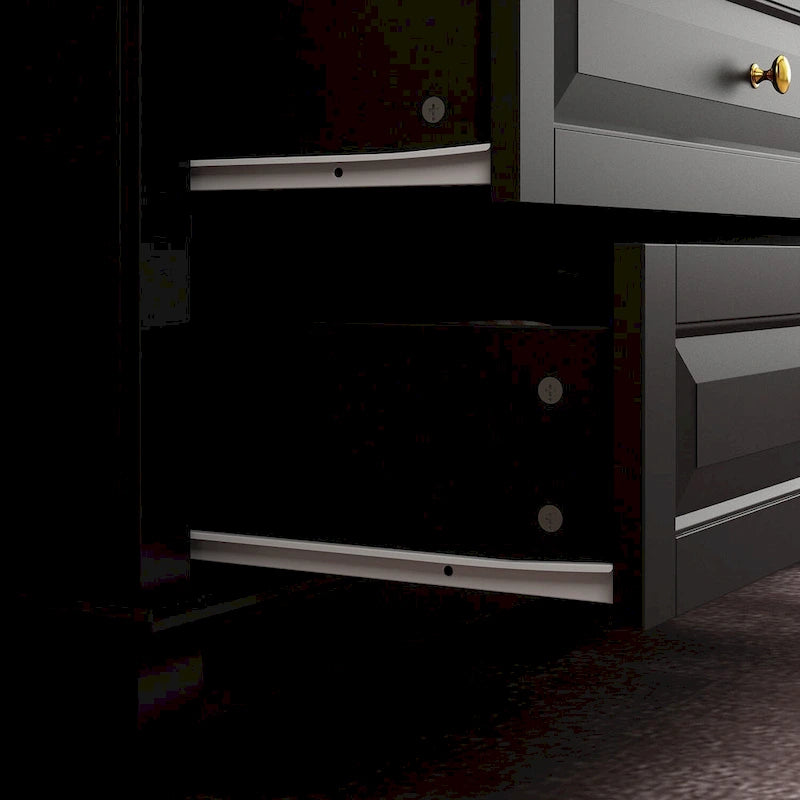 Commode à 9 tiroirs et meuble TV – Noir / Blanc / Bleu marine, MDF moderne et pieds en bois massif, 1 à 2 utilisateurs