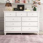 Commode à 9 tiroirs et meuble TV – Noir / Blanc / Bleu marine, MDF moderne et pieds en bois massif, 1 à 2 utilisateurs