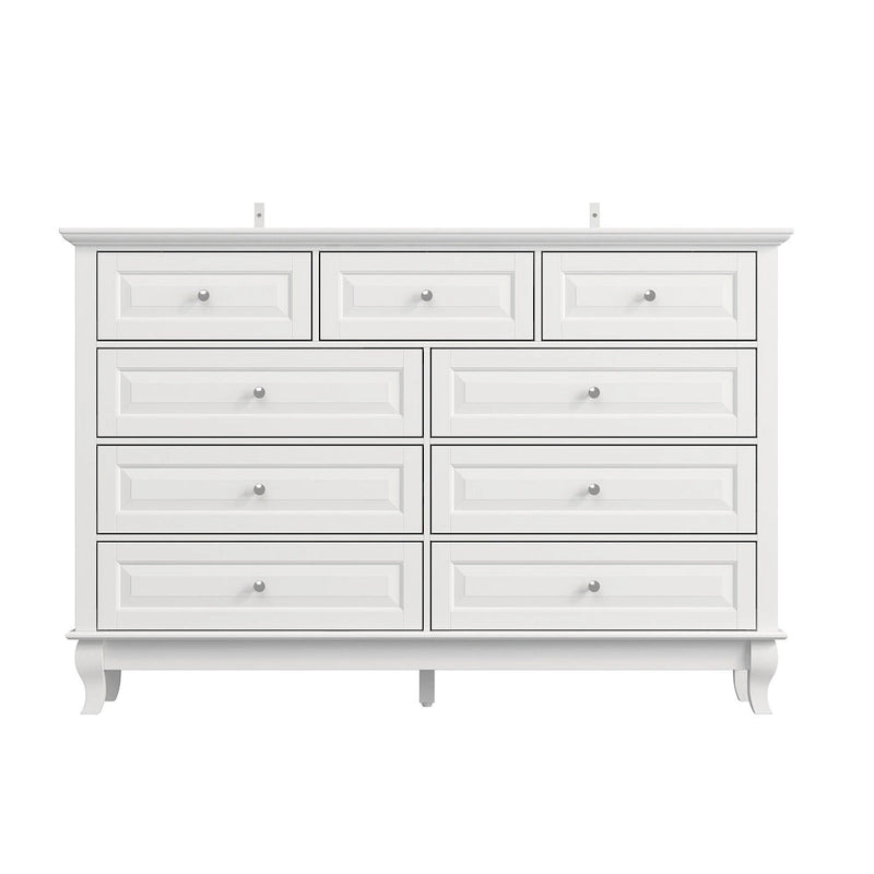 Commode à 9 tiroirs et meuble TV – Noir / Blanc / Bleu marine, MDF moderne et pieds en bois massif, 1 à 2 utilisateurs