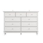 Commode à 9 tiroirs et meuble TV – Noir / Blanc / Bleu marine, MDF moderne et pieds en bois massif, 1 à 2 utilisateurs