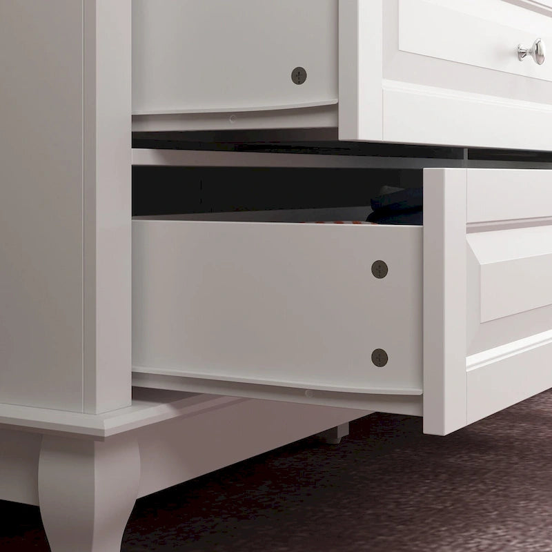 Commode à 9 tiroirs et meuble TV – Noir / Blanc / Bleu marine, MDF moderne et pieds en bois massif, 1 à 2 utilisateurs