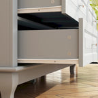 Commode à 9 tiroirs et meuble TV – Noir / Blanc / Bleu marine, MDF moderne et pieds en bois massif, 1 à 2 utilisateurs