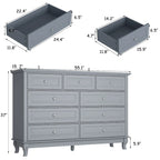 Commode à 9 tiroirs et meuble TV – Noir / Blanc / Bleu marine, MDF moderne et pieds en bois massif, 1 à 2 utilisateurs