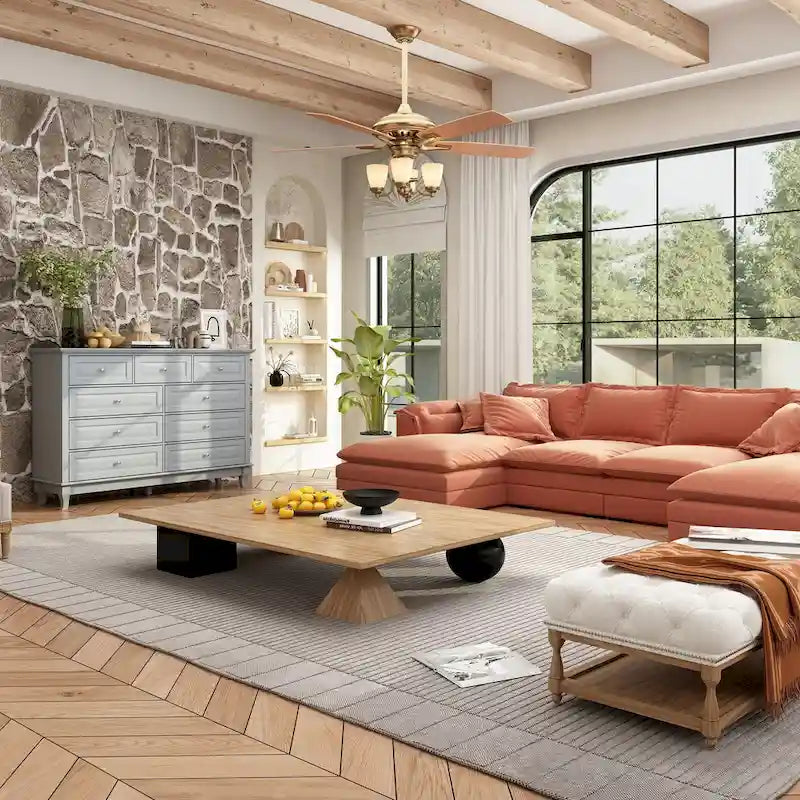 Commode à 9 tiroirs et meuble TV – Noir / Blanc / Bleu marine, MDF moderne et pieds en bois massif, 1 à 2 utilisateurs