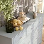 Commode à 9 tiroirs et meuble TV – Noir / Blanc / Bleu marine, MDF moderne et pieds en bois massif, 1 à 2 utilisateurs