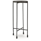 Table d'appoint – Transparente et noire, plateau en verre et pieds en métal, utilisateur unique