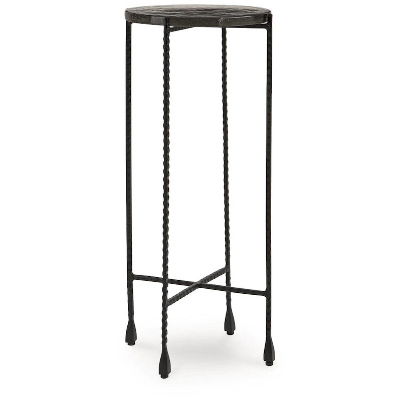 Table d'appoint – Transparente et noire, plateau en verre et pieds en métal, utilisateur unique