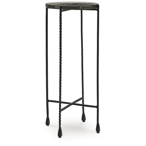 Table d'appoint – Transparente et noire, plateau en verre et pieds en métal, utilisateur unique