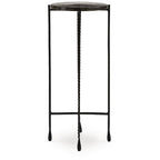 Table d'appoint – Transparente et noire, plateau en verre et pieds en métal, utilisateur unique