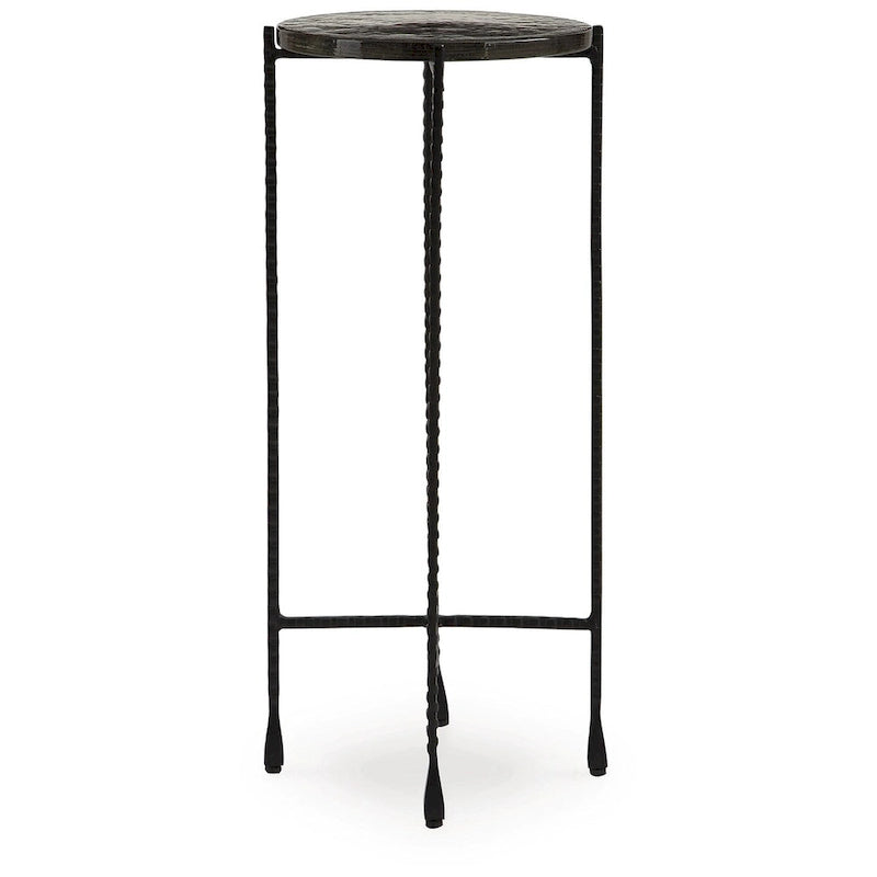 Table d'appoint – Transparente et noire, plateau en verre et pieds en métal, utilisateur unique