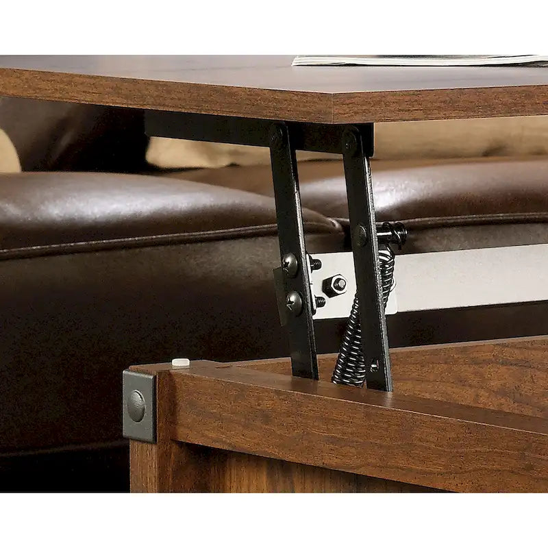 Table basse relevable – Chêne café / Chêne linteau / Cerisier Washington, Bois avec rangement caché, 1-2 utilisateurs