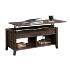 Table basse relevable – Chêne café / Chêne linteau / Cerisier Washington, Bois avec rangement caché, 1-2 utilisateurs