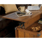 Table basse relevable – Chêne café / Chêne linteau / Cerisier Washington, Bois avec rangement caché, 1-2 utilisateurs