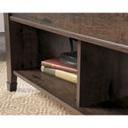 Table basse relevable – Chêne café / Chêne linteau / Cerisier Washington, Bois avec rangement caché, 1-2 utilisateurs
