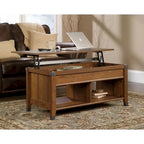 Table basse relevable – Chêne café / Chêne linteau / Cerisier Washington, Bois avec rangement caché, 1-2 utilisateurs