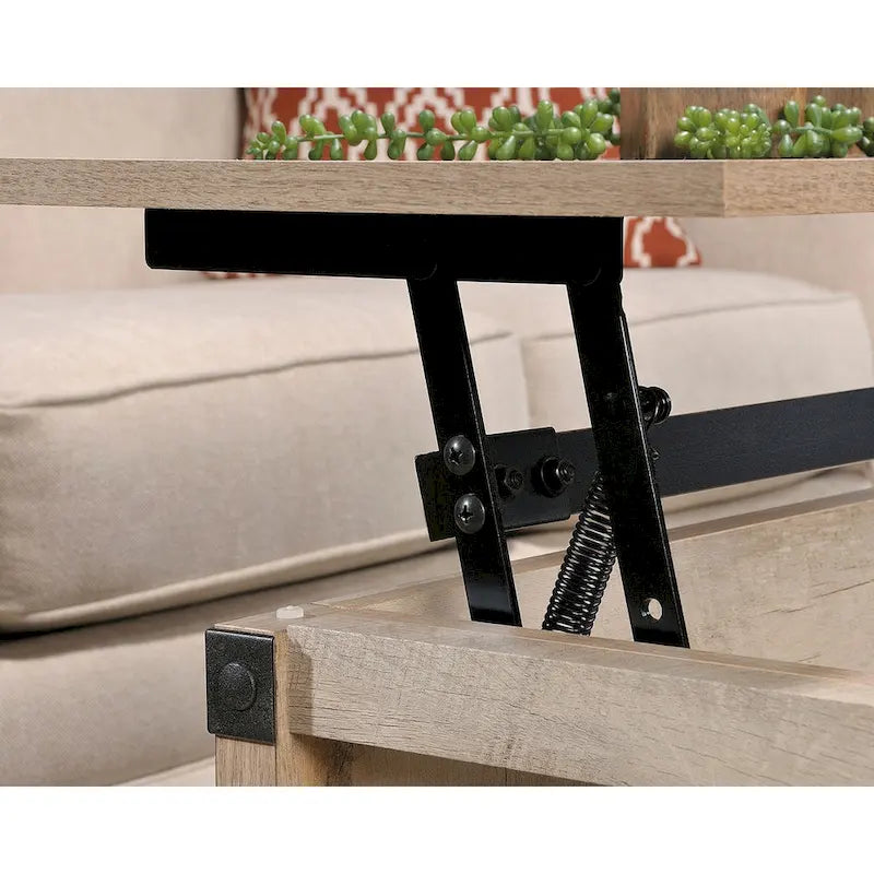 Table basse relevable – Chêne café / Chêne linteau / Cerisier Washington, Bois avec rangement caché, 1-2 utilisateurs