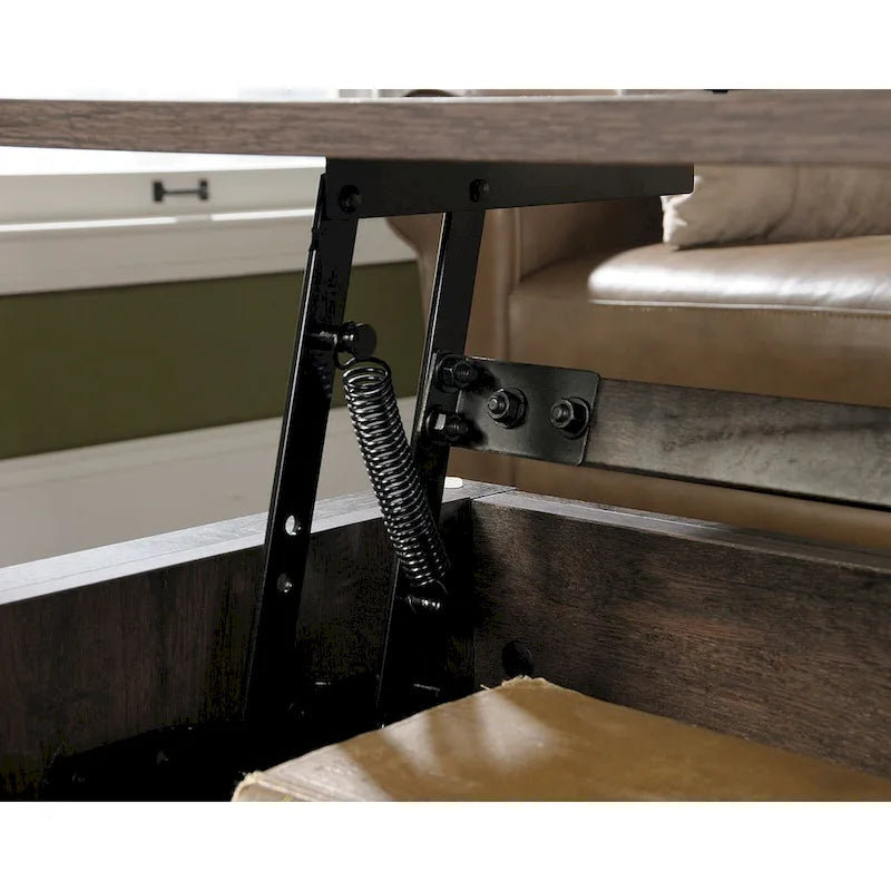 Table basse relevable – Chêne café / Chêne linteau / Cerisier Washington, Bois avec rangement caché, 1-2 utilisateurs