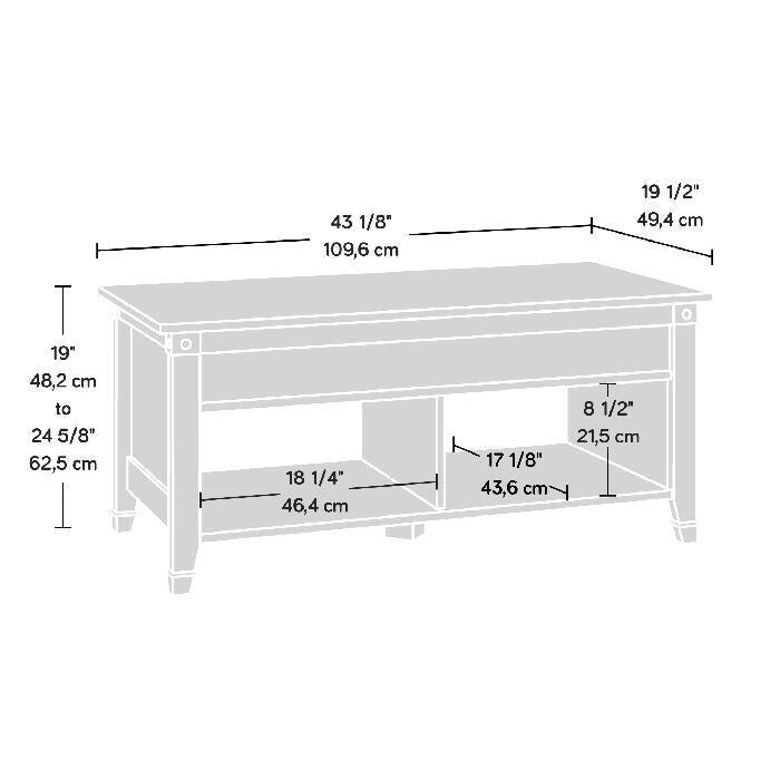 Table basse relevable – Chêne café / Chêne linteau / Cerisier Washington, Bois avec rangement caché, 1-2 utilisateurs