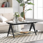 Rechthoekige salontafel met 2 niveaus, glazen bovenblad, banktafel - 39.4L x 19.7W x 19.7D