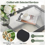 Rechthoekige salontafel met 2 niveaus, glazen bovenblad, banktafel - 39.4L x 19.7W x 19.7D