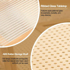 Rechthoekige salontafel met 2 niveaus, glazen bovenblad, banktafel - 39.4L x 19.7W x 19.7D