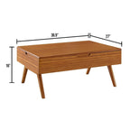 Table basse relevable – Ambre, bambou massif de style Mid-Century, 1 à 2 utilisateurs