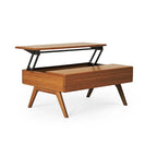 Table basse relevable – Ambre, bambou massif de style Mid-Century, 1 à 2 utilisateurs
