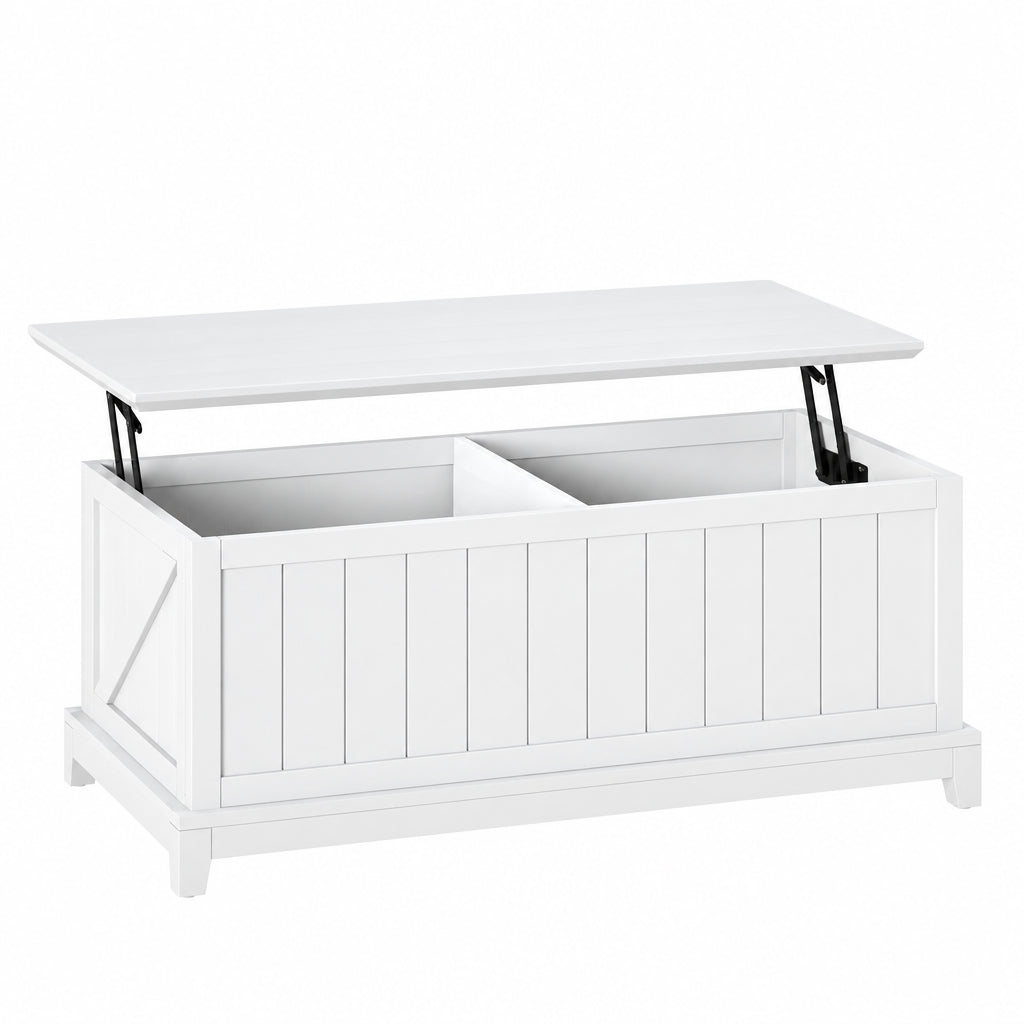 Table basse de 48 pouces avec plateau relevable, rangement et motif de clôture, style ferme