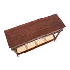Console avec 2 tiroirs et étagère en cannage – Noyer / Noir / Blanc, Bois massif traditionnel, Utilisateur unique