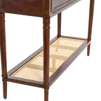 Console avec 2 tiroirs et étagère en cannage – Noyer / Noir / Blanc, Bois massif traditionnel, Utilisateur unique