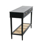 Console avec 2 tiroirs et étagère en cannage – Noyer / Noir / Blanc, Bois massif traditionnel, Utilisateur unique