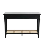 Console avec 2 tiroirs et étagère en cannage – Noyer / Noir / Blanc, Bois massif traditionnel, Utilisateur unique