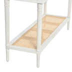 Console avec 2 tiroirs et étagère en cannage – Noyer / Noir / Blanc, Bois massif traditionnel, Utilisateur unique