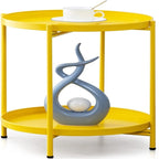 Table d'appoint métallique à 2 niveaux – Noir / Blanc / Jaune / Bleu or, Pliable, Utilisateur unique