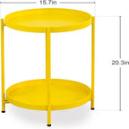 Table d'appoint métallique à 2 niveaux – Noir / Blanc / Jaune / Bleu or, Pliable, Utilisateur unique