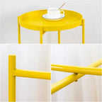 Table d'appoint métallique à 2 niveaux – Noir / Blanc / Jaune / Bleu or, Pliable, Utilisateur unique