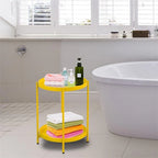 Table d'appoint métallique à 2 niveaux – Noir / Blanc / Jaune / Bleu or, Pliable, Utilisateur unique