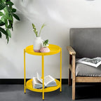 Table d'appoint métallique à 2 niveaux – Noir / Blanc / Jaune / Bleu or, Pliable, Utilisateur unique
