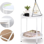 Table d'appoint métallique à 2 niveaux – Noir / Blanc / Jaune / Bleu or, Pliable, Utilisateur unique