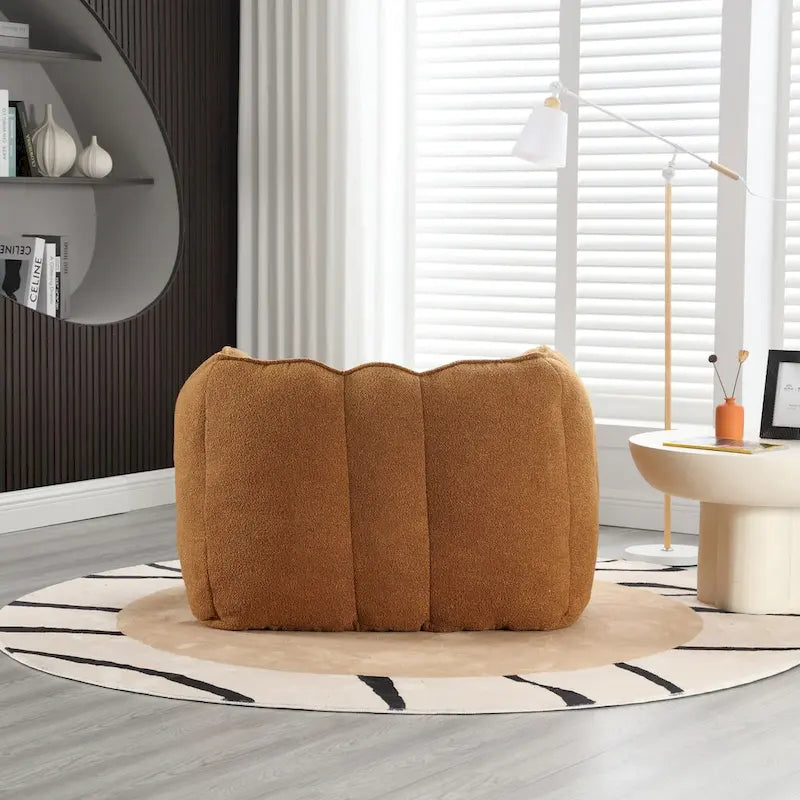 Fauteuil Poire en Tissu Bouclé avec Repose-pieds – Kaki Jaune / Café / Rouge Marron / Gris / Vert Olive, pour 1 à 2 Personnes