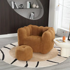 Fauteuil Poire en Tissu Bouclé avec Repose-pieds – Kaki Jaune / Café / Rouge Marron / Gris / Vert Olive, pour 1 à 2 Personnes
