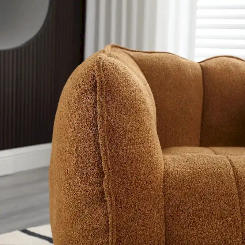 Fauteuil Poire en Tissu Bouclé avec Repose-pieds – Kaki Jaune / Café / Rouge Marron / Gris / Vert Olive, pour 1 à 2 Personnes