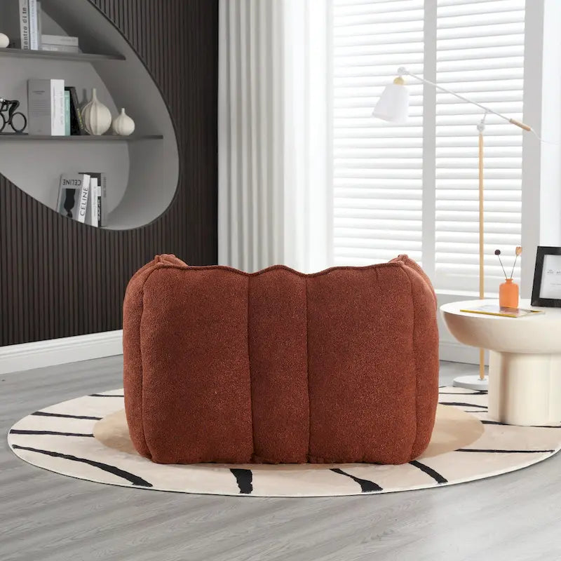 Fauteuil Poire en Tissu Bouclé avec Repose-pieds – Kaki Jaune / Café / Rouge Marron / Gris / Vert Olive, pour 1 à 2 Personnes