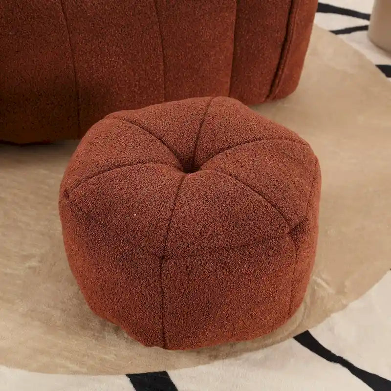 Fauteuil Poire en Tissu Bouclé avec Repose-pieds – Kaki Jaune / Café / Rouge Marron / Gris / Vert Olive, pour 1 à 2 Personnes