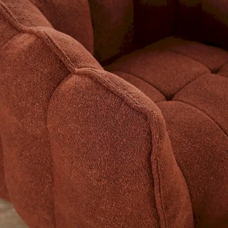 Fauteuil Poire en Tissu Bouclé avec Repose-pieds – Kaki Jaune / Café / Rouge Marron / Gris / Vert Olive, pour 1 à 2 Personnes