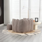 Fauteuil Poire en Tissu Bouclé avec Repose-pieds – Kaki Jaune / Café / Rouge Marron / Gris / Vert Olive, pour 1 à 2 Personnes