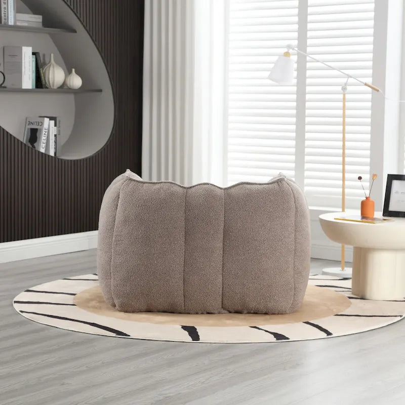 Fauteuil Poire en Tissu Bouclé avec Repose-pieds – Kaki Jaune / Café / Rouge Marron / Gris / Vert Olive, pour 1 à 2 Personnes