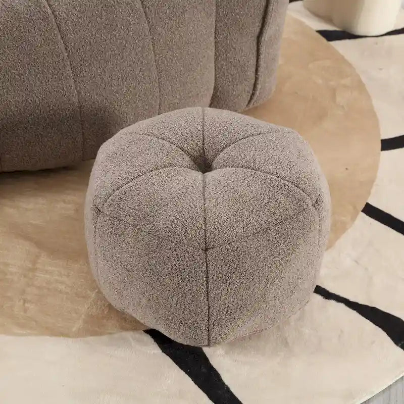 Fauteuil Poire en Tissu Bouclé avec Repose-pieds – Kaki Jaune / Café / Rouge Marron / Gris / Vert Olive, pour 1 à 2 Personnes