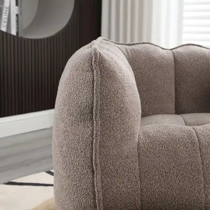Fauteuil Poire en Tissu Bouclé avec Repose-pieds – Kaki Jaune / Café / Rouge Marron / Gris / Vert Olive, pour 1 à 2 Personnes